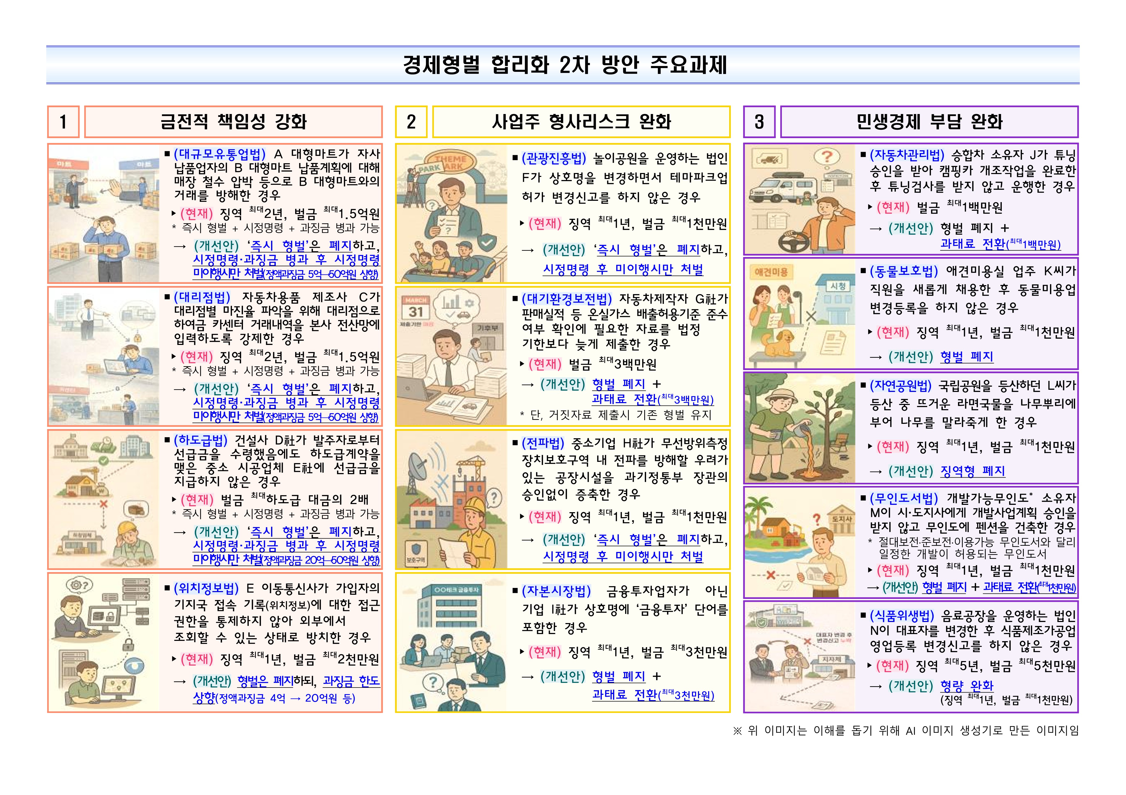 경제형벌 합리화 2차 방안 주요과제