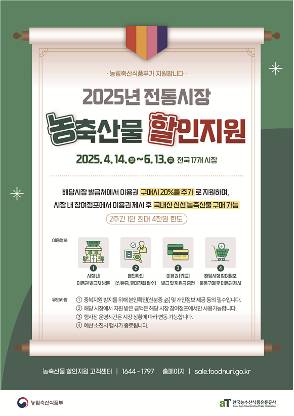 농축산물 할인지원 전통시장 상시할인 시범사업